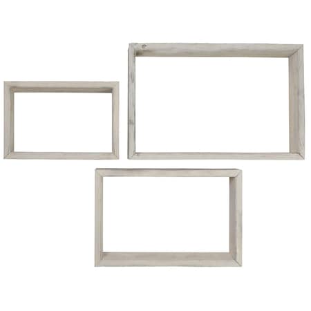 Ekena Millwork Rectangle, Open Back, Vintage Farmhouse Shadow Box Shelves, Barnwood Decor Collection, PK3 DECR18SBRTOBWH